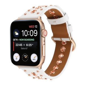 Elektra Leather Band with Rose Gold Rivets for Apple Watch in White