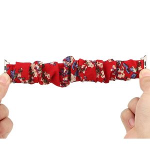Alternative view of Red Floral Scrunchie Loop Band for Apple Watch