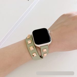 Rockstar Wrap Double Tour Leather Band for Apple Watch in Matcha Green