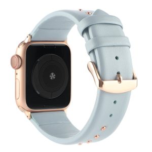 Shakira Leather Band with Gold Studs for Apple Watch in Light Blue