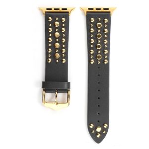 Venus Leather Band with Gold Studs for Apple Watch in Grey