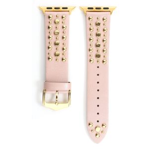 Venus Leather Band with Gold Studs for Apple Watch in Pink