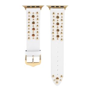 Venus Leather Band with Gold Studs for Apple Watch in White