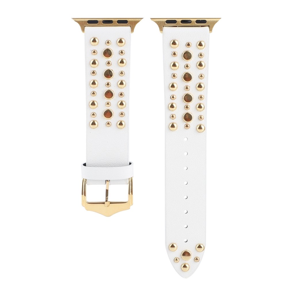 Venus Leather Band with Gold Studs for Apple Watch in White