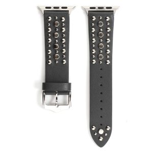 Venus Leather Band with Silver Studs for Apple Watch in Grey