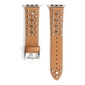 Venus Leather Band with Silver Studs for Apple Watch in Light Brown