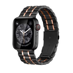 Black Rose Pink Stainless Steel Band for Apple Watch